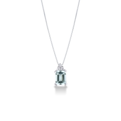 Halskette aus 750er Weißgold mit Aquamarin und Diamanten