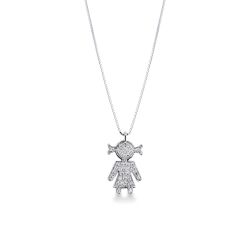 750er Weißgold Kette mit Mädchen aus Diamanten