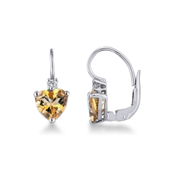 Ohrringe aus 18k Weißgold mit Citrin und Diamanten