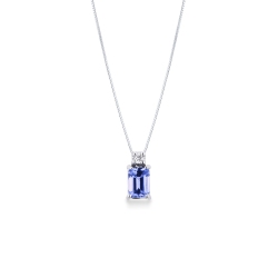 Weißgold-Kette mit Tansanit-Anhänger und Diamanten