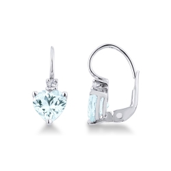 Weißgold Ohrhänger mit Diamanten und Aquamarin