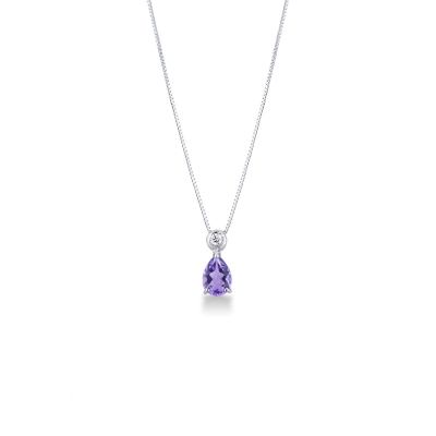 Amethyst Kette Weißgold mit Diamant 