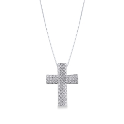 Weißgold 18K Kreuz Kette mit Brillanten