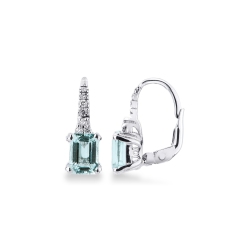 Ohrhänger aus 18k Weißgold  mit Diamanten und Aquamarin