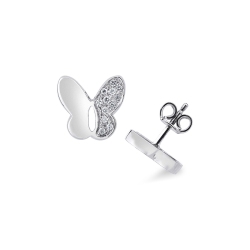 Schmetterling Ohrstecker Weißgold mit Diamanten