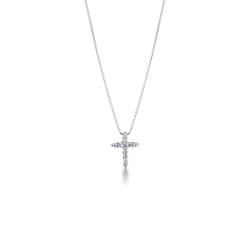 Halskette Kreuz Damen Weißgold mit Diamant-Anhänger