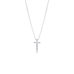 18K Weißgold Kette mit Kreuzanhänger aus Diamanten