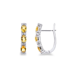 Creolen Weißgold Diamanten und Citrin