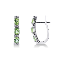 Mini-Creolen Weißgold mit Diamanten und Peridote