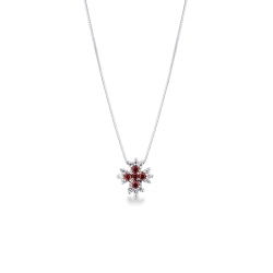 750er Weißgold mit Kreuz-Anhänger aus Rubinen und Brillanten