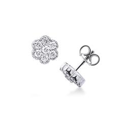 18k Weißgold Blumenohrstecker mit Diamanten