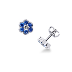Ohrstecker Blume Saphire und Diamanten
