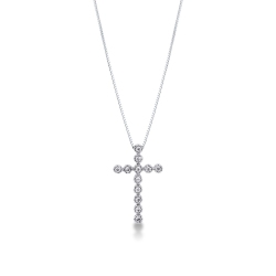 Kreuzkette mit Diamanten Weißgold