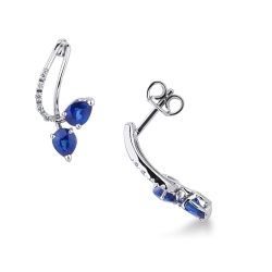 Weißgold Ohrringe mit Diamanten und blauen Saphiren