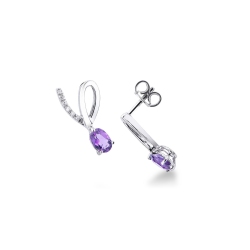 750er Weißgold Ohrringe mit Amethyst und Diamanten
