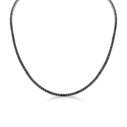 Tennis Kette aus Weißgold 18K mit schwarzen Diamanten
