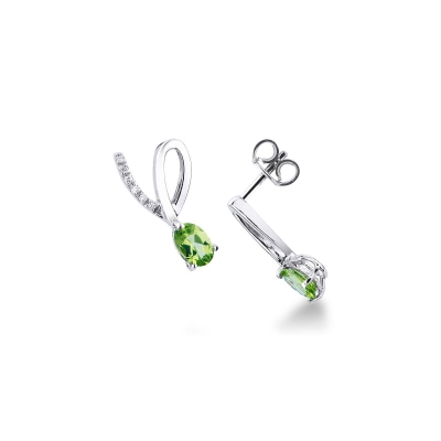 Moderne Ohrringe aus Weißgold mit Peridots und Diamanten
