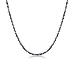Tennis Collier mit schwarzen Diamanten Weißgold