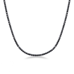 Tennis Halskette Weißgold 18K mit schwarzen Diamanten
