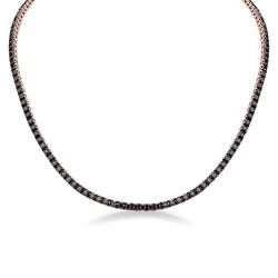Tennis Collier aus Roségold 18K mit schwarzen Diamanten