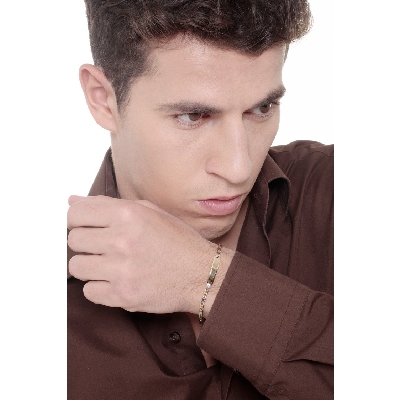 Weißgold Gelbgold Armband mit Gravurplatte