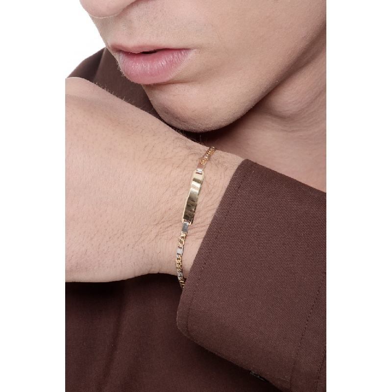 Weißgold Gelbgold Armband mit Gravurplatte