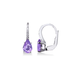 Ohrhänger aus 18k Weißgold mit Amethyst und Diamanten