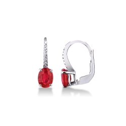 Rubin-Ohrringe mit Diamanten in 750er Weißgold