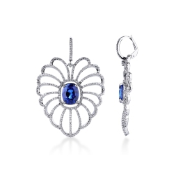 Weißgold Ohrhäger mit Diamanten und blauen Saphiren