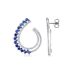 Ohrhänger Weißgold aus blauen Saphiren und Diamanten
