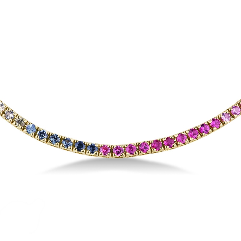 Saphir Tenniskette 18 K Gold, Rainbow Kollektion Saphir Tenniskette 18 K Gold, Rainbow Kollektion