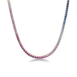 Saphir Tenniskette 18 K Gold, Rainbow Kollektion