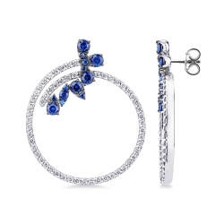 Weißgold-Ohrringe mit blauen Saphiren und Diamanten