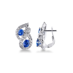 Weißgold Ohrringe mit Diamanten und 2 Saphiren