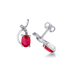 Weißgold-Ohrringe mit Diamanten und Rubinen