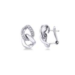 Gourmette-Ohrringe aus 18k Weißgold mit Diamanten