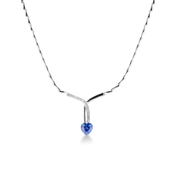 Halskette aus Weißgold 18K mit Brillanten und blauen Saphiren
