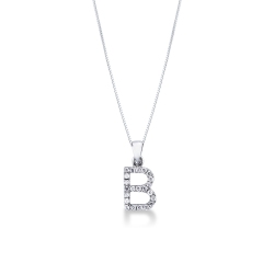 Kette aus Weißgold 18k mit Buchstabe B aus Diamanten