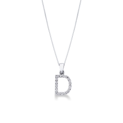 Kette mit Buchstabe D aus Weißgold und Diamanten