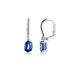 Weißgold 18K Ohrhänger mit blauen Saphiren und Diamanten
