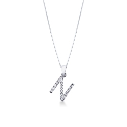 Weißgold 18k Kette mit Buchstabe N aus Brillanten