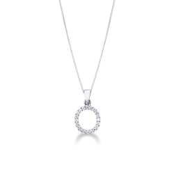 Kette mit Buchstabe O aus Weißgold und Diamanten