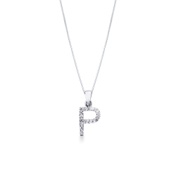 Kette mit Buchstabe P aus Weißgold und Diamanten