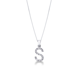 Kette mit Buchstabe S aus Weißgold und Diamanten