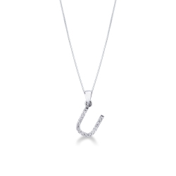 Kette mit Buchstabe U aus Weißgold und Diamanten