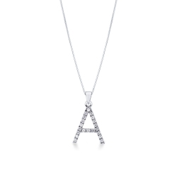 Kette mit Buchstabe A aus Weißgold und Diamanten
