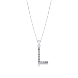 Buchstabenkette L Weißgold 18K und Diamanten, 1 cm