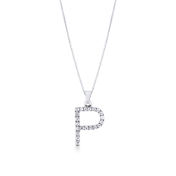 Buchstabenkette P Weißgold 18 K und Diamanten, 1 cm