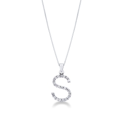 Buchstabenkette S  Weißgold 18K und Diamanten, 1 cm