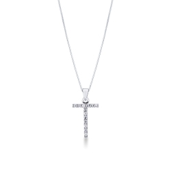 Kette mit Buchstabe T aus Weißgold und Diamanten, 1 cm
